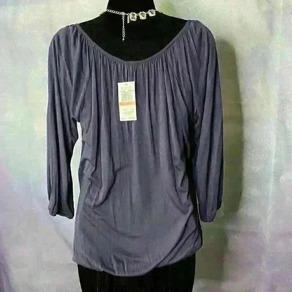 MICHAEL Kors scoop neck 3/4 sleeve peasant blouse - Picture 6 of 8